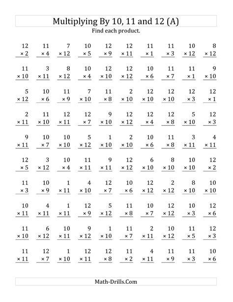 Multiplication Worksheet For Grade School Learning Printable 5