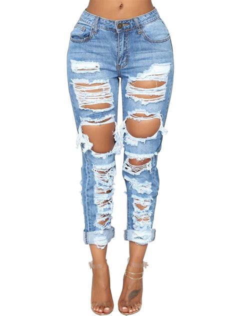 Wholesale Solid Ripped Jeans For Women Jpm081467bu Wholesale7