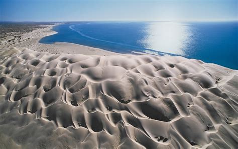 Landscape Beach Nature Dune Sea Sand Baja California Wind Erosion Water Blue Mexico Hd