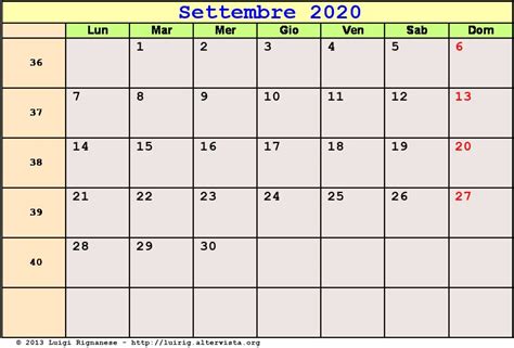 Calendario Settembre 2020 Da Stampare Equinozio Di Autunno