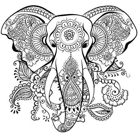 Swiss Tamil Elephant Coloring Pages Adult