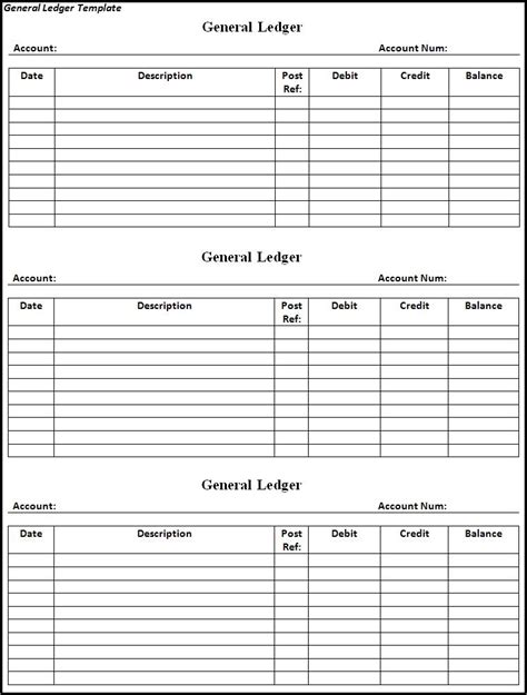 Accounting General Ledger Template
