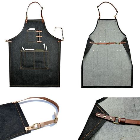 Denim Leather Work Aprons Barista Aprons Painting Apron Cooking Aprons