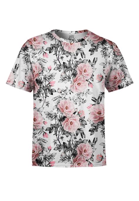 Camiseta Masculina Floral E Folhas Estampa Digital Coleções
