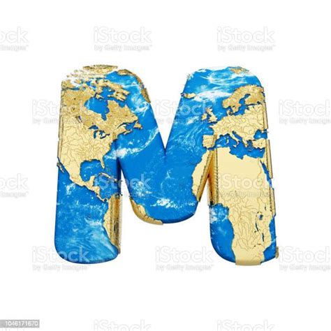 World Earth Globe Alphabet Letter M Uppercase Global Worldwide Font