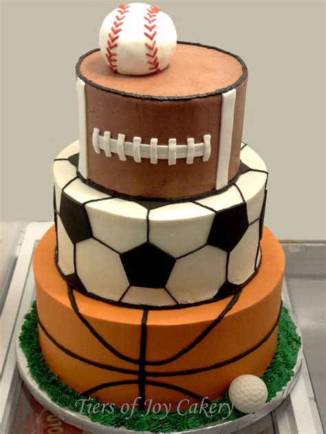 Sports Balls Cake With Baseball Football Soccer Ball Basketball And Golf Ball Sports Themed