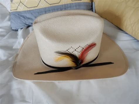 Vintage John B Stetson Shantung Cowboy Hat Feather Jbs Branding Iron