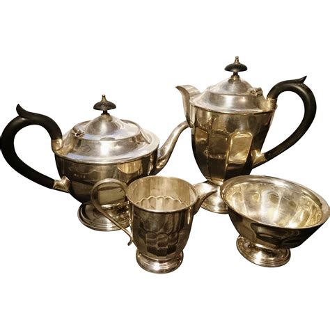Antique Silver Plated Tea Set 4pcs Edwardian Silver Plated Tea Set