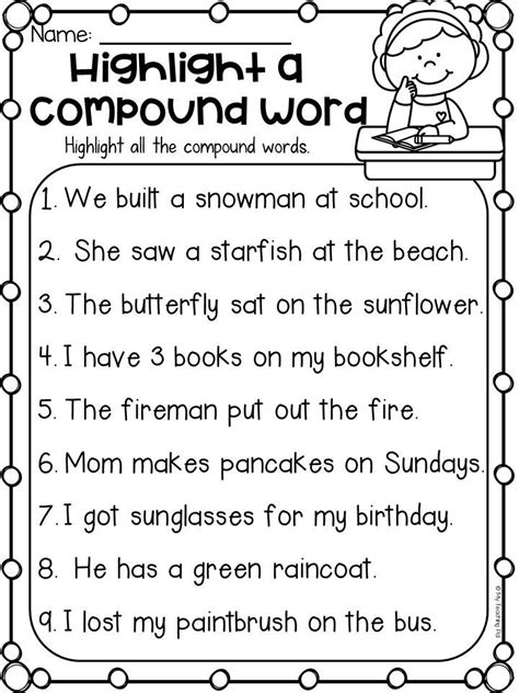 Finding Compound Words Worksheet For First Grade And Second Grade