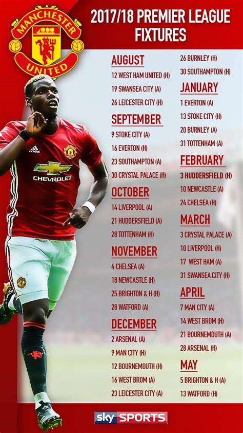 Download manchester united games into your calendar application. Manchester United full Premier league fixture list.