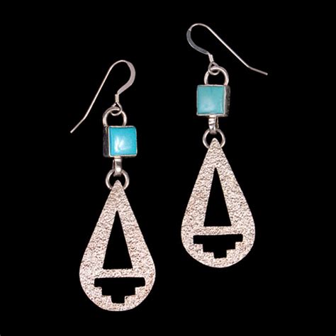 Sleeping Beauty Turquoise And Sterling Silver Earrings By Mary Lou Tom