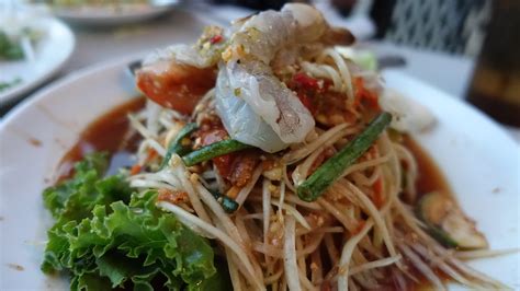 Today i show you to cook spicy fresh shrimp salad i hope you like it and please. Papaya Salad with Raw Shrimp | @ Luv2Eat Thai Bistro (Los ...