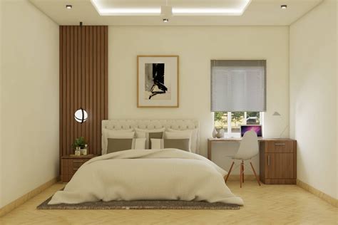 Spacious Master Bedroom Design With Study Unit Livspace