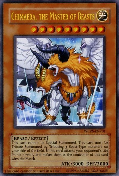 So having a monster with 2700 atk do the same to each monster it destroys? Card Gallery:Chimaera, the Master of Beasts | Yu-Gi-Oh! | FANDOM powered by Wikia