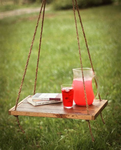 Hammock Table Outdoor Hanging Table Rope Hung End Table Etsy Rustic