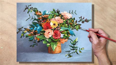 Acrylic Painting Floral Bouquet In 2021 Floral Painting Floral