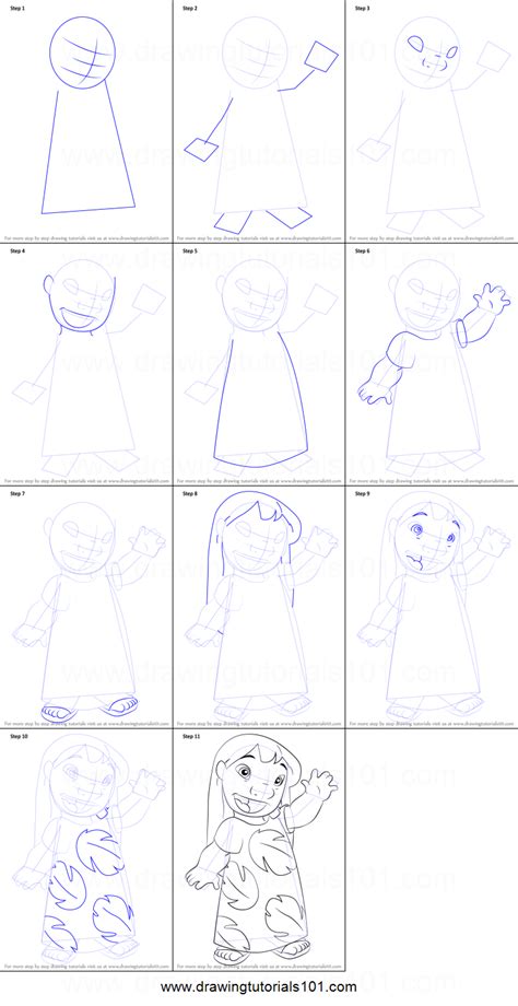 How To Draw Lilo Pelekai From Lilo And Stitch Printable Step By Step