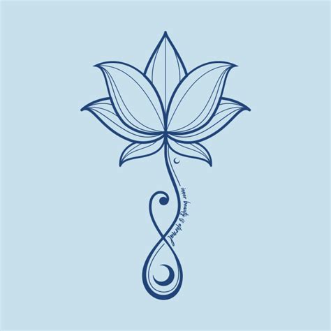 Inner Beauty Infinity Symbol Yoga Lover Tattoo Navy Blue Lotus