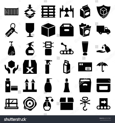 Packaging Icons Set Set 36 Packaging Stock Vector Royalty Free