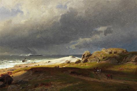 Hans Fredrik Gude Norwegian Coastal Landscape Circa 1875 Painting By