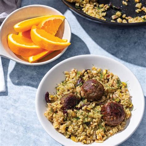 Toasted Orzo Pilaf With Plant Based Meatballs Fennel And Orange