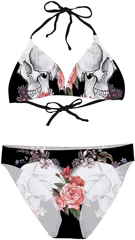 Skull With Roses Sugar Skull 1 Womens Sexy Swimsuit Two Pieces Bathing Suits