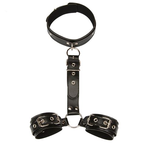 Women Hot Sexy Erotic Lingerie Pu Leather Collar Handcuffs Wrist Tied Sex Toys Bondage For