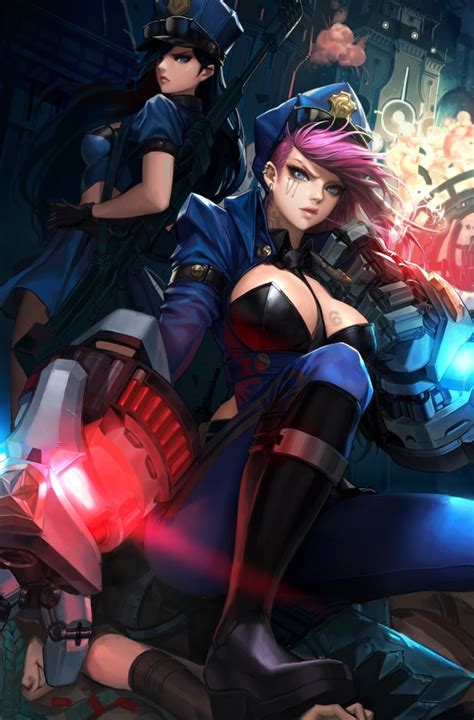 Officer Caitlyn Officer Vi And Jynx League Of Legends Artwork By