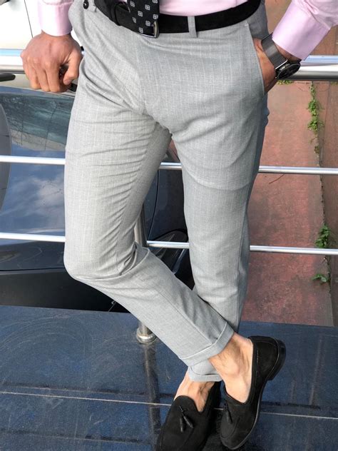 Sebast Slim Fit Stripe Pants In Gray Freeshipping Bojoni Slim Fit Dress Pants Slim Fit