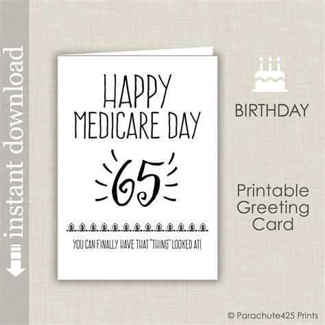 65th Birthday Printable Card Birthday Printable Medicare Over The