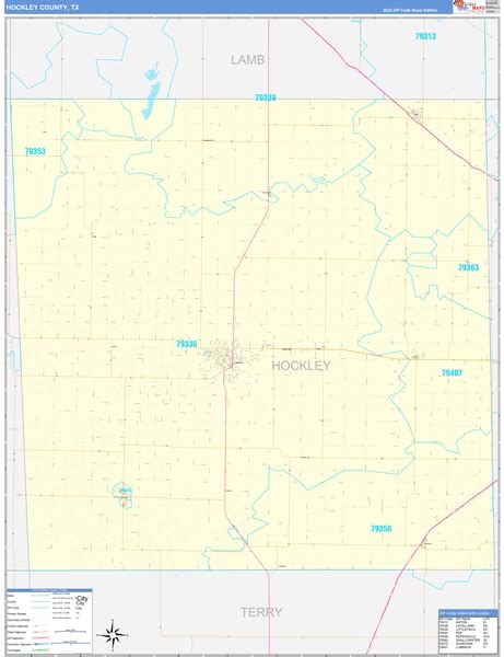 Hockley County Tx Zip Code Wall Map Basic Style By Marketmaps Mapsales
