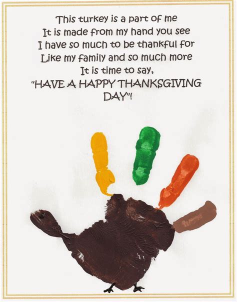 Best Thanksgiving Handprint Poem Printable Best Daycare Crafts