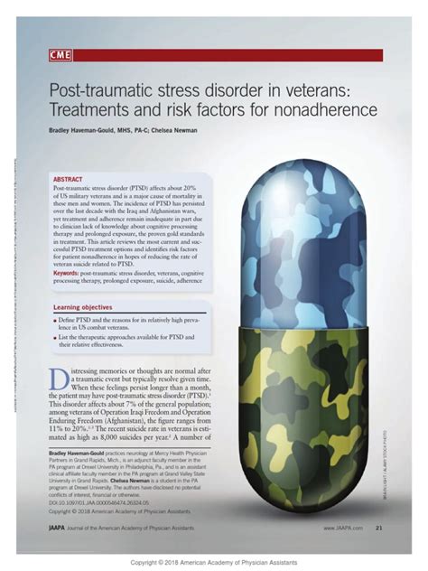 Post Traumatic Stress Disorder In Veterans Treatments And Risk Factors
