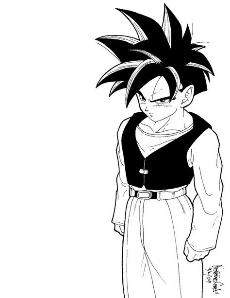 A Black And White Drawing Of Gohan From The Anime Dragon Ball Zoroe