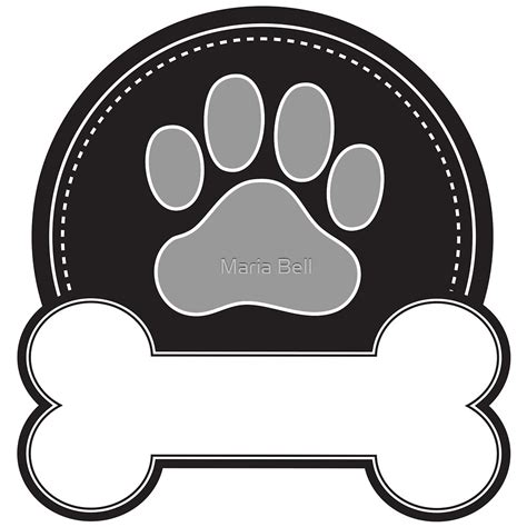 Dog Bone And Paw By Maria Bell Redbubble