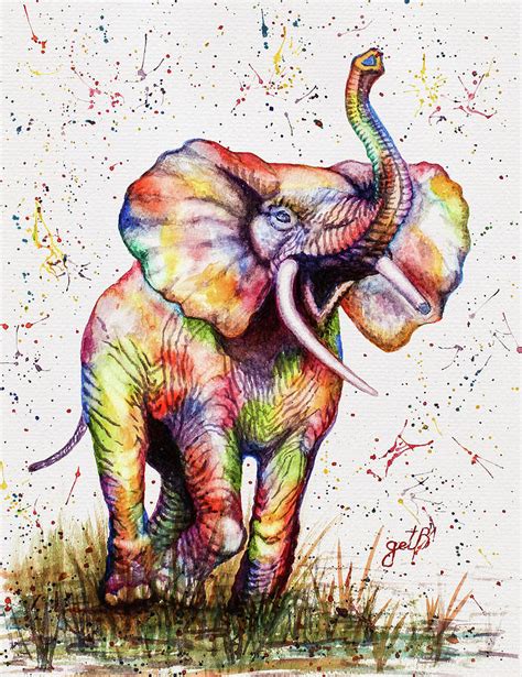 Colorful Watercolor Elephant Painting By Georgeta Blanaru Pixels