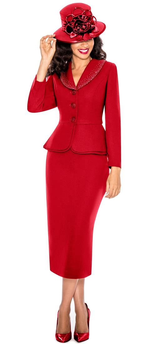 Giovanna Usher Suit 0709 Red Women Church Suits Classy Dress Outfits