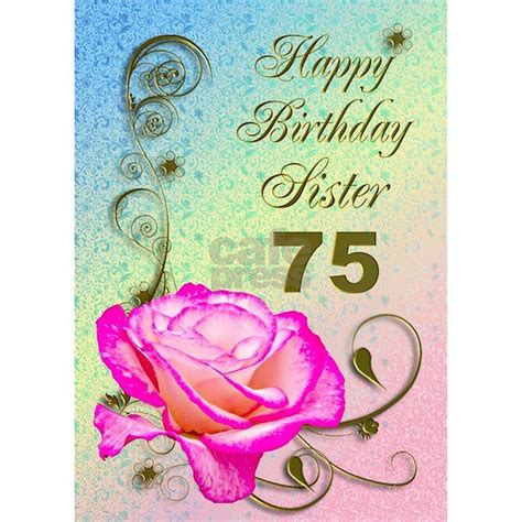 75th Birthday Card For Sister Elegant Rose Greeting Card 75th Birthday
