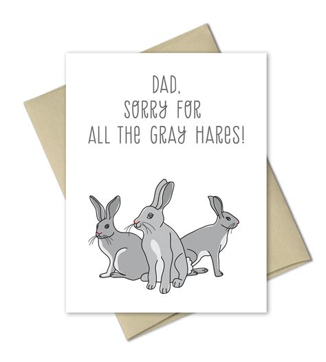 Father S Day Card Humorous Card For Dad Gray Hares The Imagination Spot