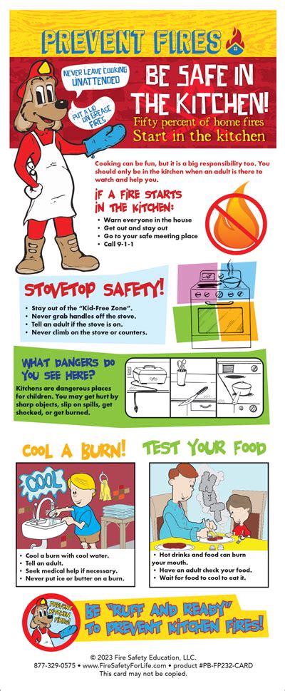 Be Safe In The Kitchen Cooking Safety Fire Prevention Info Cards