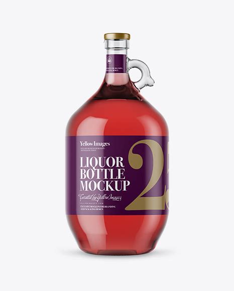 Download 3l Clear Glass Pink Liquor Bottle With Handle Mockup Object Mockups Free Mockups