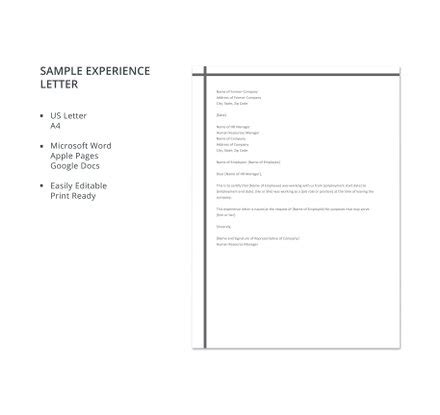 company experience letter template   letters