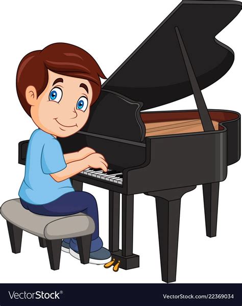 Illustration Of Cartoon Little Boy Playing Piano Download A Free