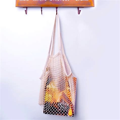 Ecology Reusable Cotton Mesh Grocery Bags Cotton String Net Mesh Bags