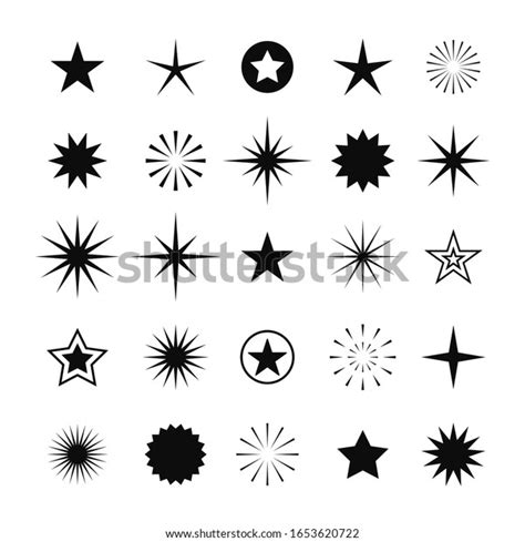 Super Set Stars Sparkle Icon Bright Stock Vector Royalty Free