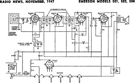 Emerson Models 501 502 504 Schematic And Parts List November 1947