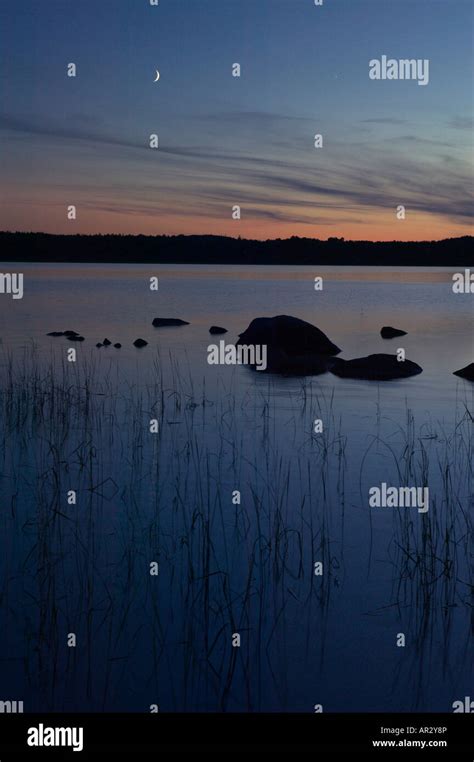 Moonset Over Nina Moose Lake Boundary Waters Canoe Area Wilderness