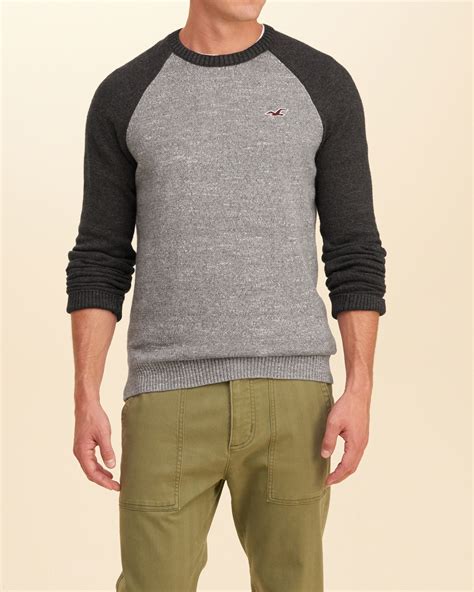 Lyst Hollister Crew Icon Sweater In Gray For Men