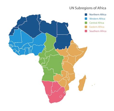 Mapa De Las Regiones De La Unsd De áfrica Vector Premium