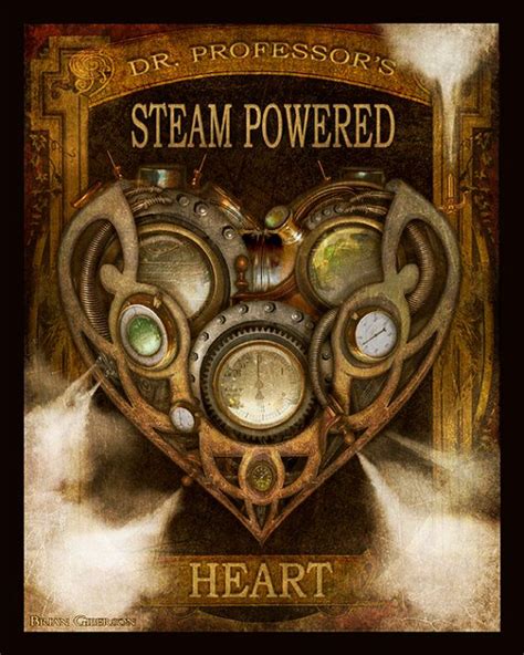 Steampunk Vintage Ad Series Dr Professors Steam Powered Heart Art